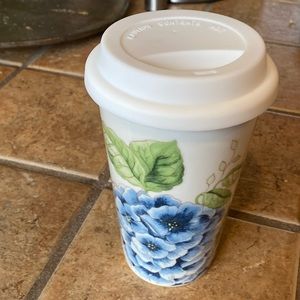 Lenox~ Butterfly Meadow ceramic coffee cup with silicone lid for coffee to go